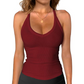Dames geribbelde V-hals tanktop