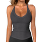 Dames geribbelde tanktop met V-hals