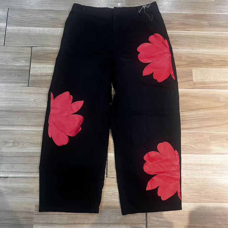 Wide-Leg Jeans voor Dames met Artistieke Bloemenprint