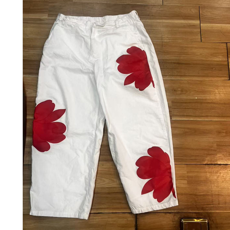 Wide-Leg Jeans voor Dames met Artistieke Bloemenprint