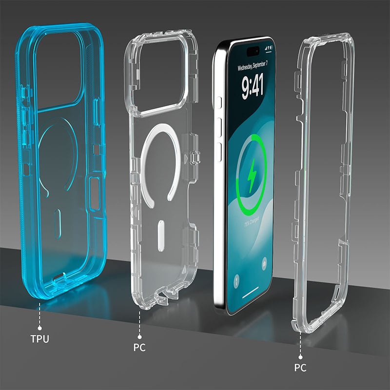 📱Schokbestendig, doorzichtig magnetisch telefoonhoesje🛡️ – Sterke magnetische sluiting, vergelingsbestendig en 360°-bescherming