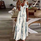 👗 Dames maxi jurk met bloemenprint, V-hals en open schouders 🌞