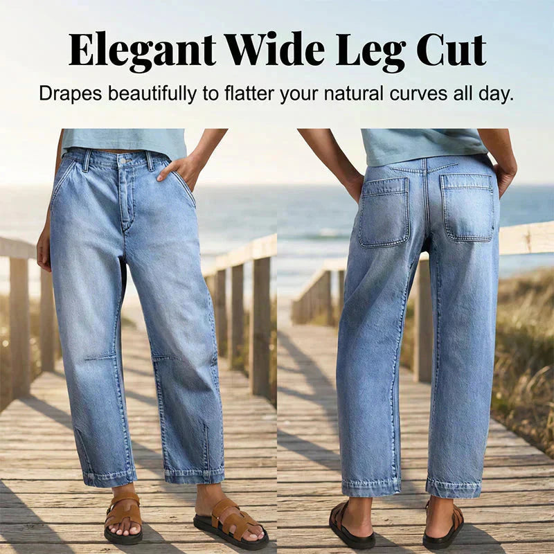 🌟 Damesjeansshort met hoge taille en wijde pijpen – Verlengt de benen & vintage wassing – Casual cropped broek – perfect voor de zomer, het strand of een vrije dag 👒