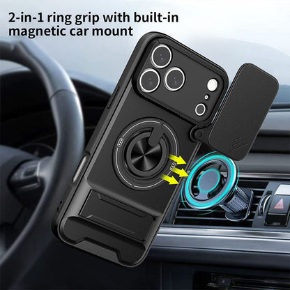 📱 4-in-1 telefoonhoesje – schuifdeksel, ringhouder, magneet, 5 kleuren 🛡️