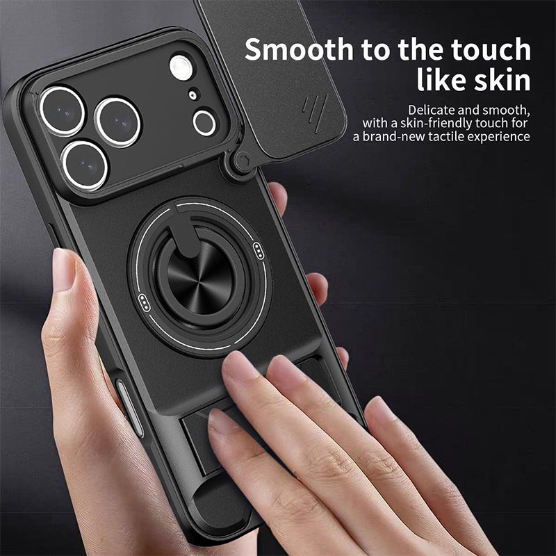 📱 4-in-1 telefoonhoesje – schuifdeksel, ringhouder, magneet, 5 kleuren 🛡️