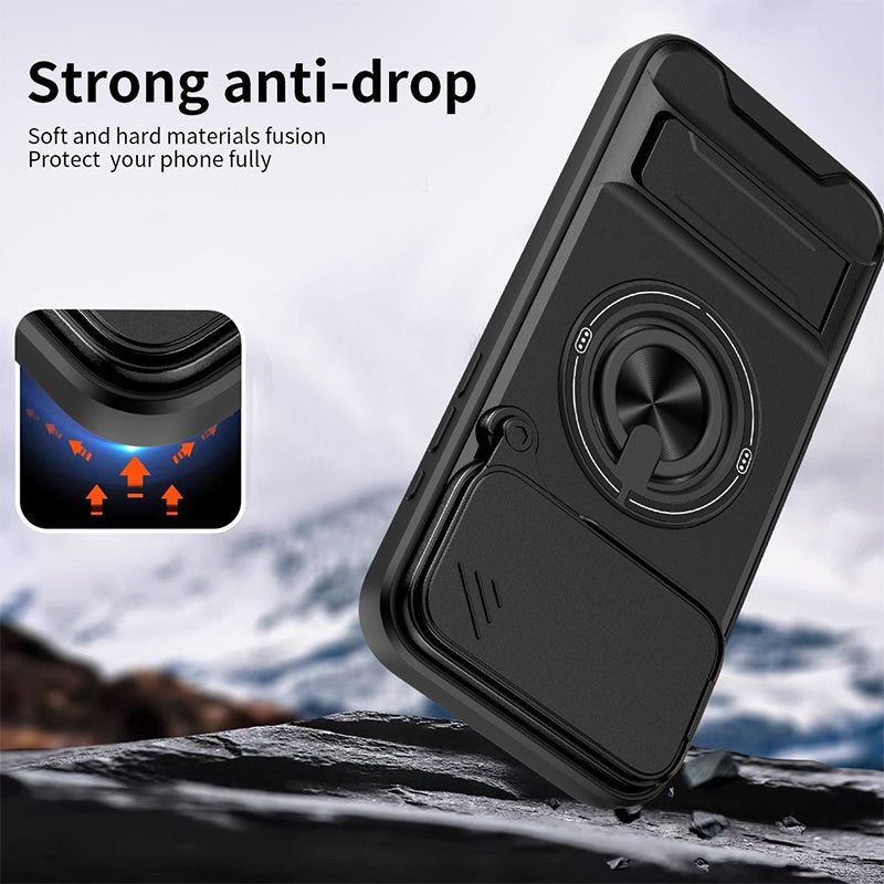 📱 4-in-1 telefoonhoesje – schuifdeksel, ringhouder, magneet, 5 kleuren 🛡️