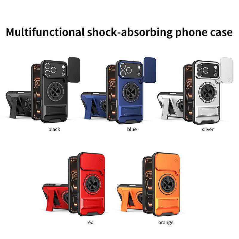 📱 4-in-1 telefoonhoesje – schuifdeksel, ringhouder, magneet, 5 kleuren 🛡️