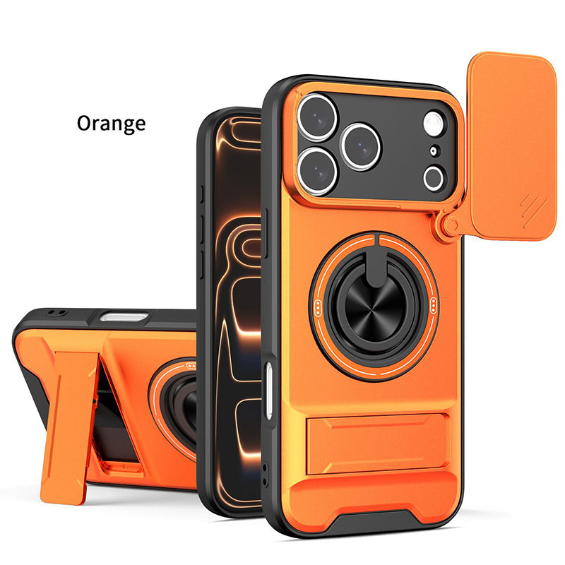 📱 4-in-1 telefoonhoesje – schuifdeksel, ringhouder, magneet, 5 kleuren 🛡️