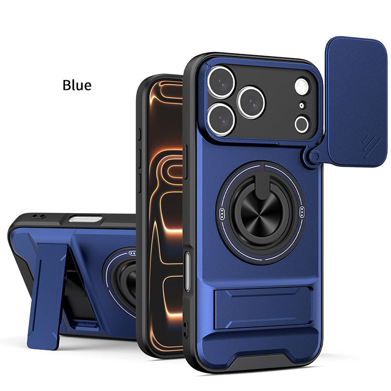 📱 4-in-1 telefoonhoesje – schuifdeksel, ringhouder, magneet, 5 kleuren 🛡️