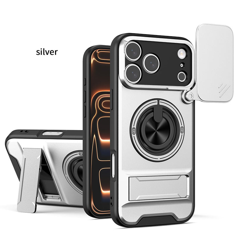 📱 4-in-1 telefoonhoesje – schuifdeksel, ringhouder, magneet, 5 kleuren 🛡️
