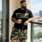 Heren camouflage T-shirt en korte broek set