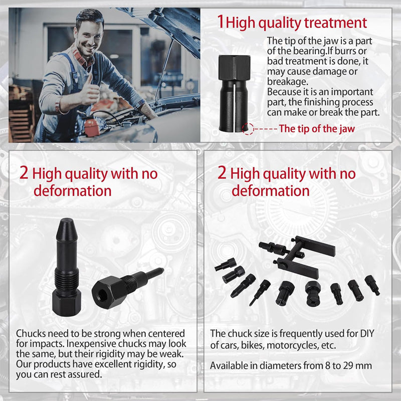 🔧 50% KORTING! 🏍️ 10-delige set lagerstrekkers voor motorfietsen – Stevige kwaliteit, eenvoudig in gebruik en geschikt voor verschillende binnendiameters – perfect voor doe-het-zelvers en kleine garages 🛠️
