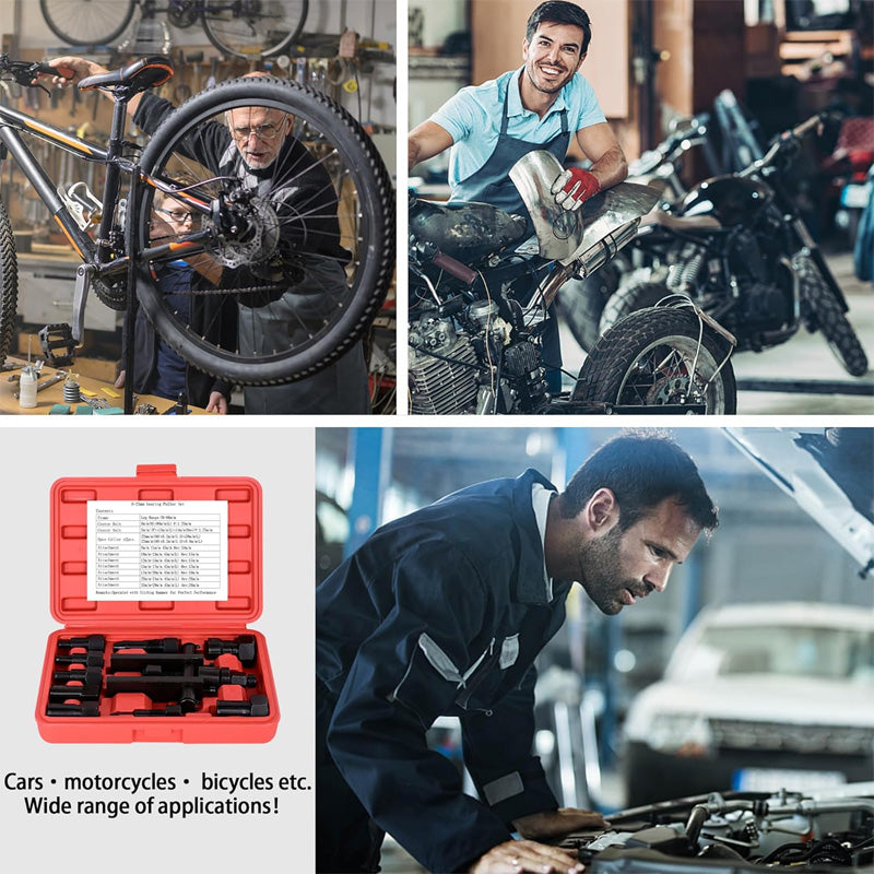 🔧 50% KORTING! 🏍️ 10-delige set lagerstrekkers voor motorfietsen – Stevige kwaliteit, eenvoudig in gebruik en geschikt voor verschillende binnendiameters – perfect voor doe-het-zelvers en kleine garages 🛠️