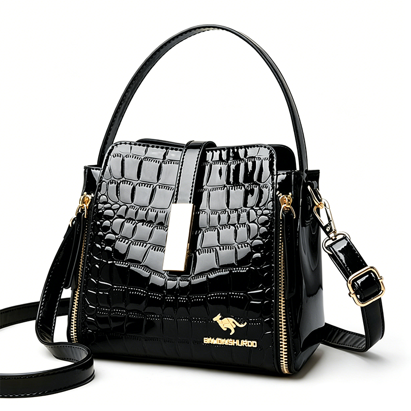 👜 TIJDELIJKE AANBIEDING: 50% KORTING! ✨ Glanzende krokodilprint dames handtas – Gestructureerd, gouden hardware, ruim & chique 💼