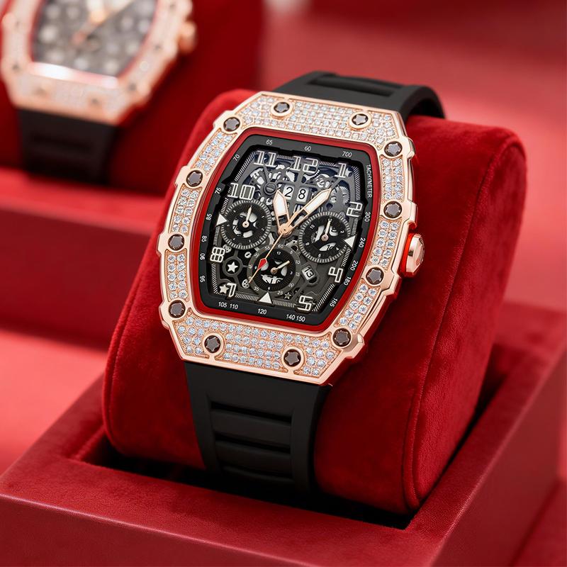 ⌚ Beperkte oplage – 56% korting✨ Luxe herenhorloge in tonneauvorm met strass-versiering