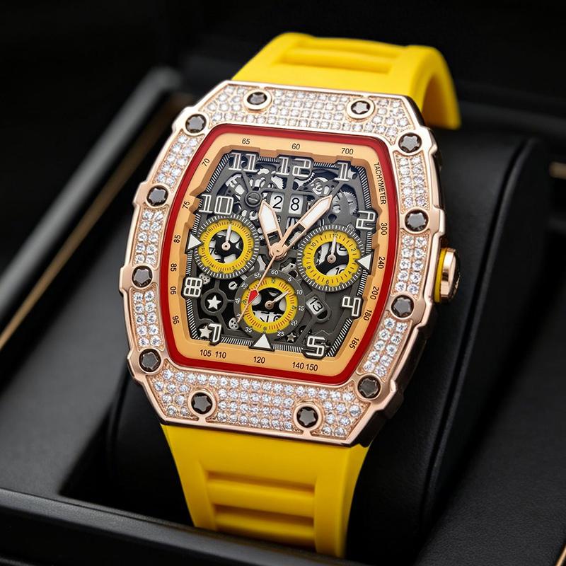 ⌚ Beperkte oplage – 56% korting✨ Luxe herenhorloge in tonneauvorm met strass-versiering