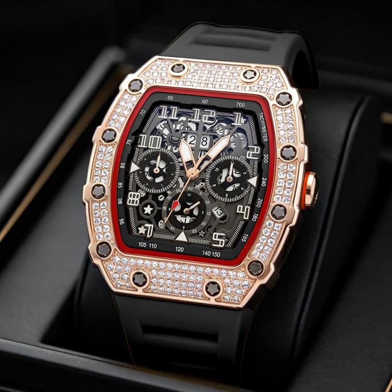 ⌚ Beperkte oplage – 56% korting✨ Luxe herenhorloge in tonneauvorm met strass-versiering