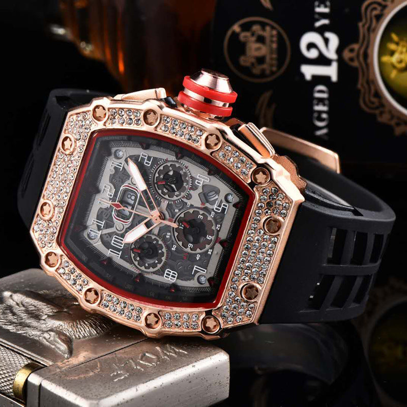 ⌚ Beperkte oplage – 56% korting✨ Luxe herenhorloge in tonneauvorm met strass-versiering