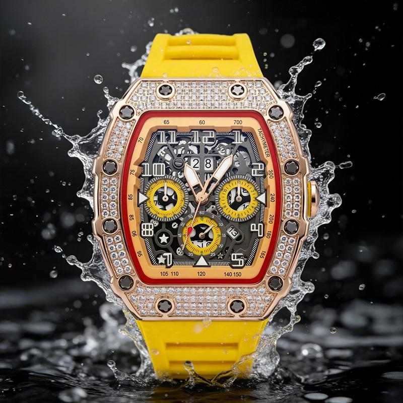 ⌚ Beperkte oplage – 56% korting✨ Luxe herenhorloge in tonneauvorm met strass-versiering