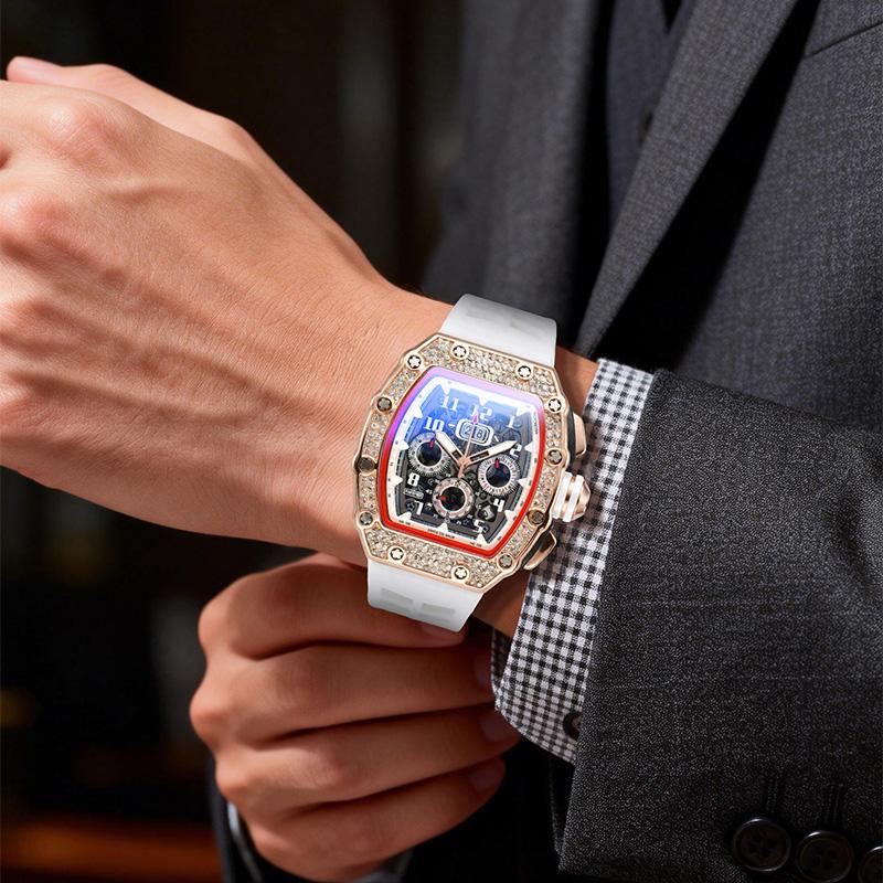 ⌚ Beperkte oplage – 56% korting✨ Luxe herenhorloge in tonneauvorm met strass-versiering
