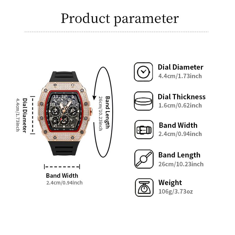 ⌚ Beperkte oplage – 56% korting✨ Luxe herenhorloge in tonneauvorm met strass-versiering