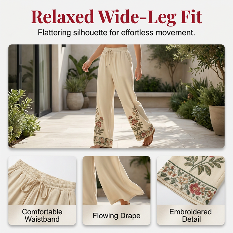 👚 NU 55% KORTING! ⏳ Dames Set met Lange Mouwen Blouse en Wijde Broek – Vloeiend, Elegant & Licht – Perfect voor Werk, Brunch of op Reis – Stijlvol 2-delig Outfit 🌸