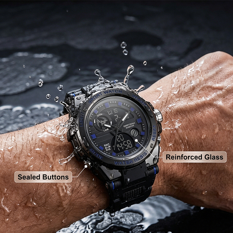 ⌚ Robuust Dual-Display Sporthorloge voor Heren | Schokbestendig & Waterdicht