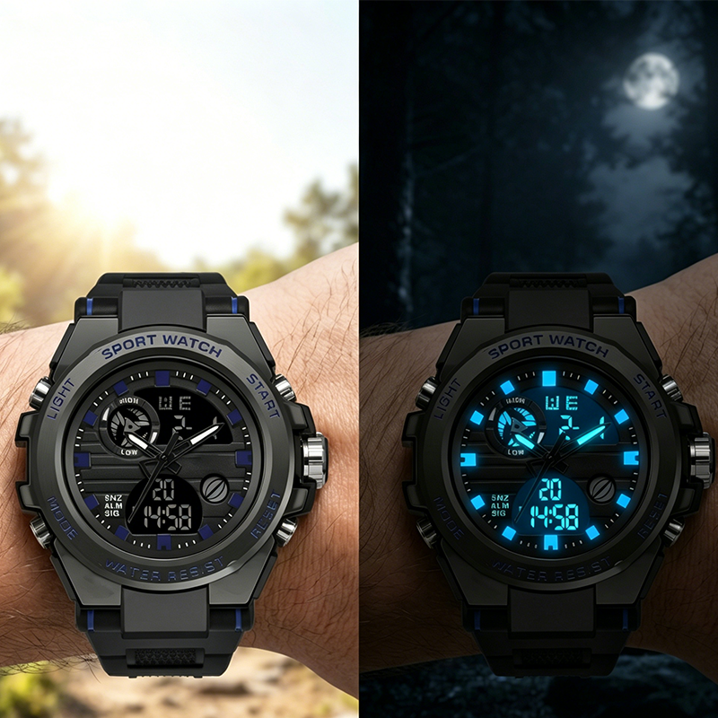 ⌚ Robuust Dual-Display Sporthorloge voor Heren | Schokbestendig & Waterdicht