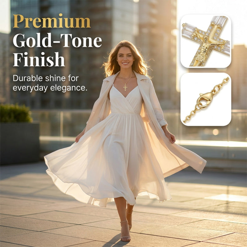 Goudkleurige zirkonia hanger ketting