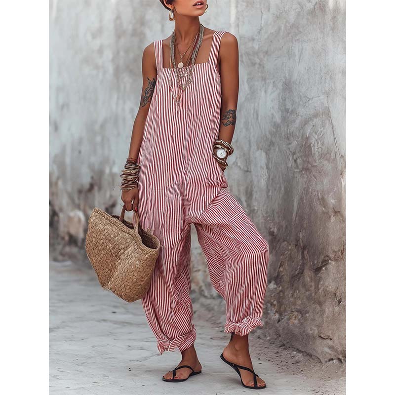 🌿 50% korting 🌸 Casual gestreepte jumpsuit met dunne bandjes voor dames 👖