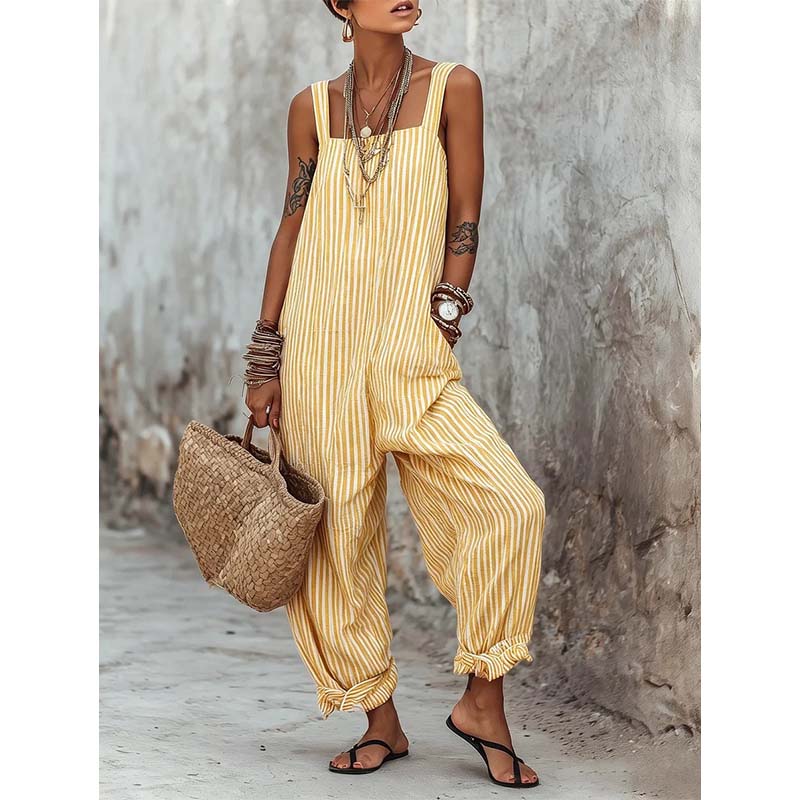 🌿 50% korting 🌸 Casual gestreepte jumpsuit met dunne bandjes voor dames 👖