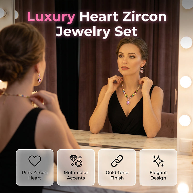 💎Fonkelende hartensieraden set – ketting & oorbellen, elegant, lichtgewicht💖