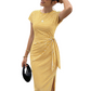 Gestreepte Midi Jurken Dames 👗 Verstelbare Zijstrik | Zachte Ademende Stof 🌻