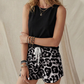Dames set met tanktop en shorts met luipaardprint