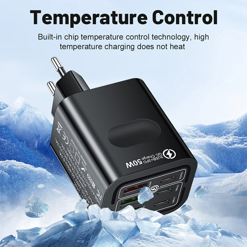 50W 6-poorts USB-C wandlader