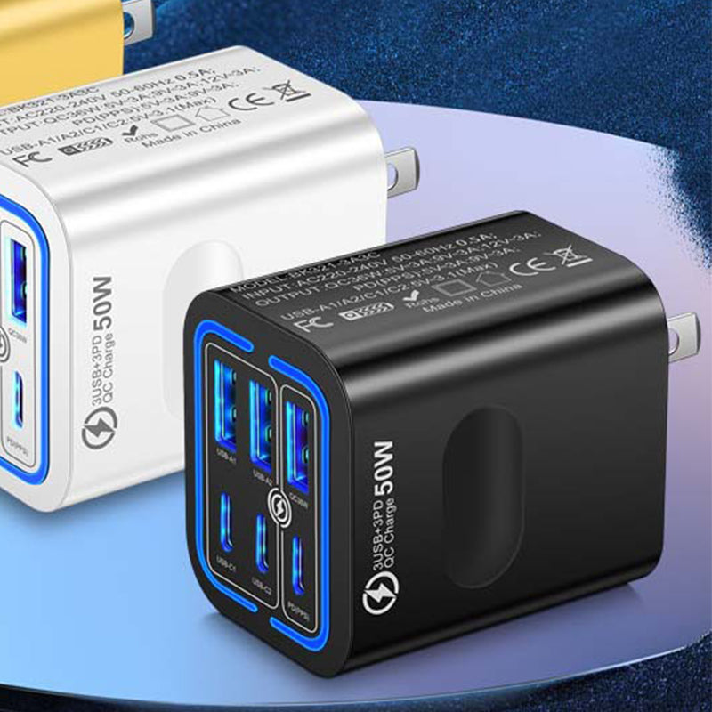 50W 6-poorts USB-C wandlader