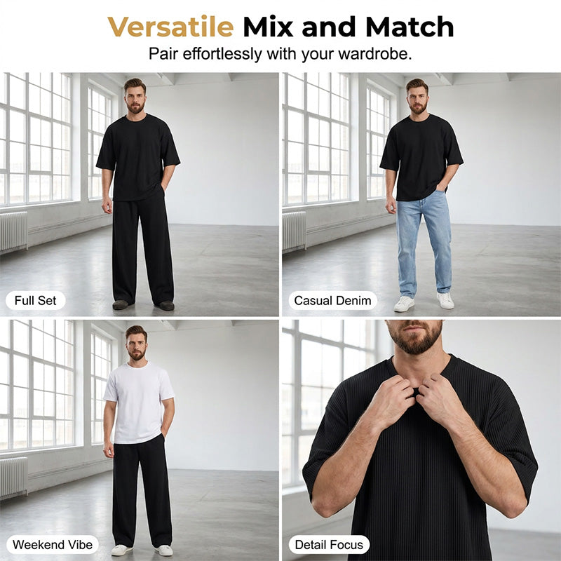 ✨ Modern casual trainingspak met plooien voor heren 👖
