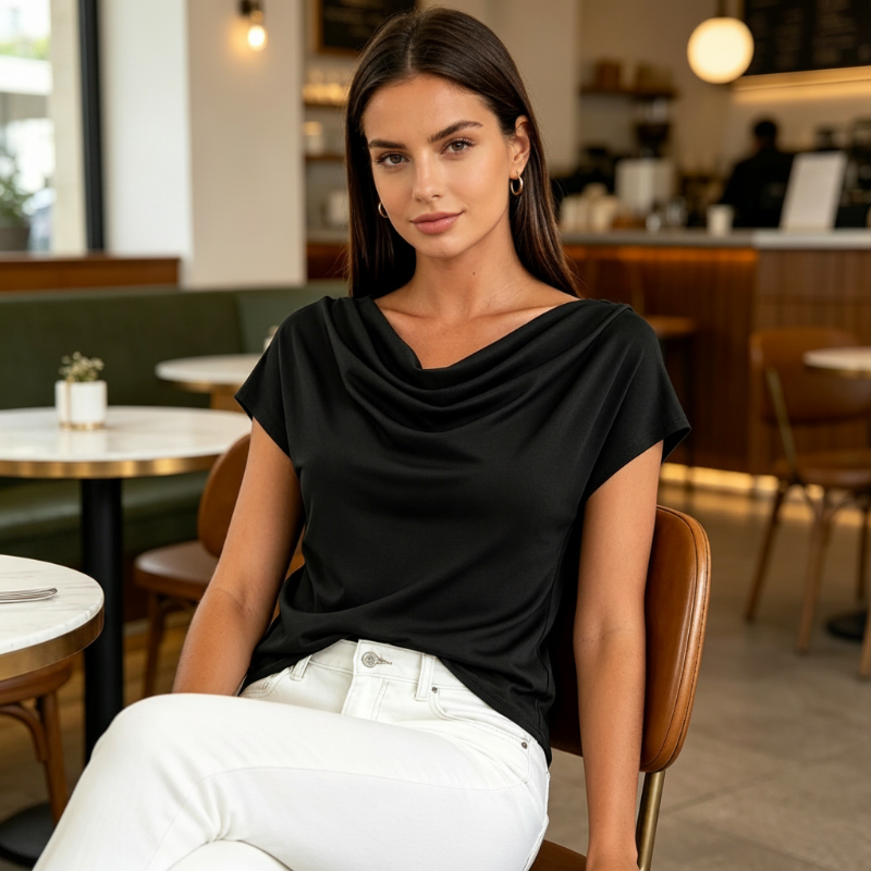 🔥 50% korting 🌸 Dames-top met col en kapmouwtjes 🌿