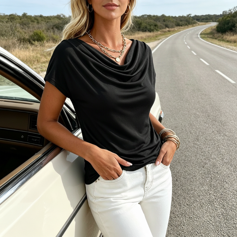 🔥 50% korting 🌸 Dames-top met col en kapmouwtjes 🌿