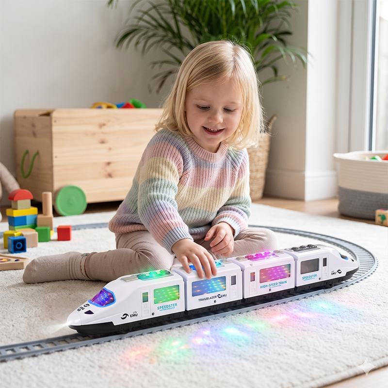 Elektrisch speelgoedtreintje met lichtjes en muziek