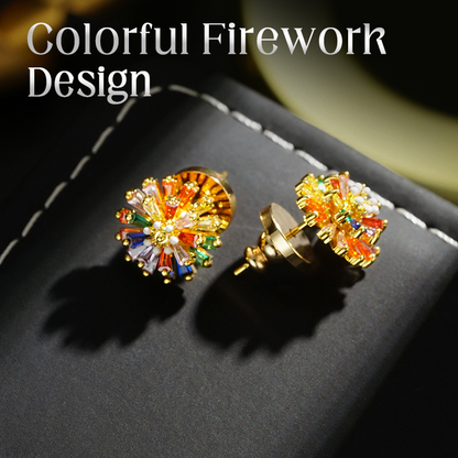 ✨ TIJDELIJKE AANBIEDING: 53% KORTING! ✨ Kleurrijke vuurwerk-oorknopjes – zirkonia, 18-karaats verguld, feestelijk 🎆
