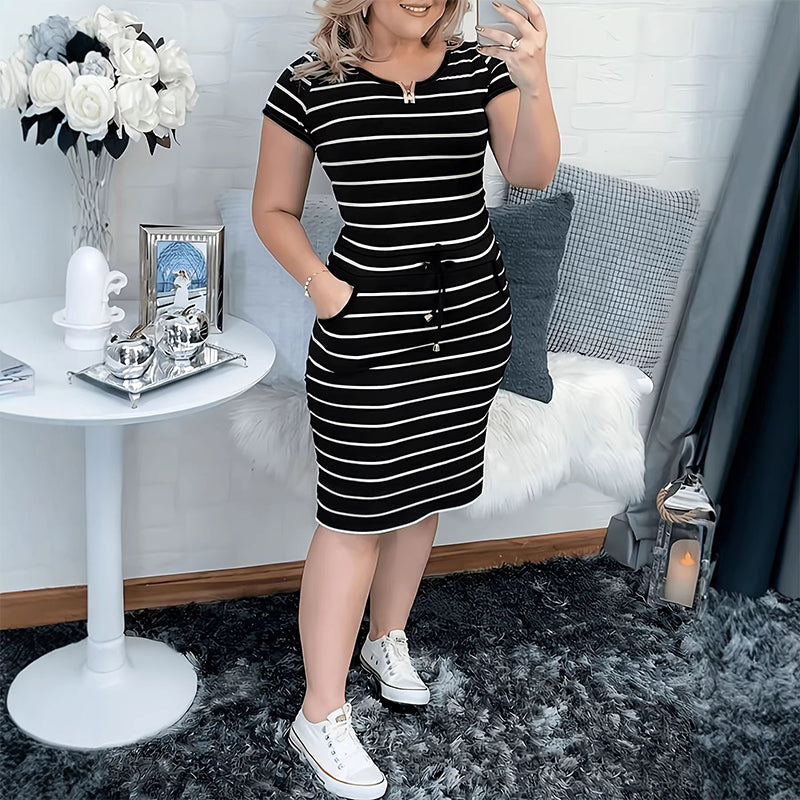 🔥 55% korting 👗 Gestreepte zomerjurk voor dames met zakken 🌸