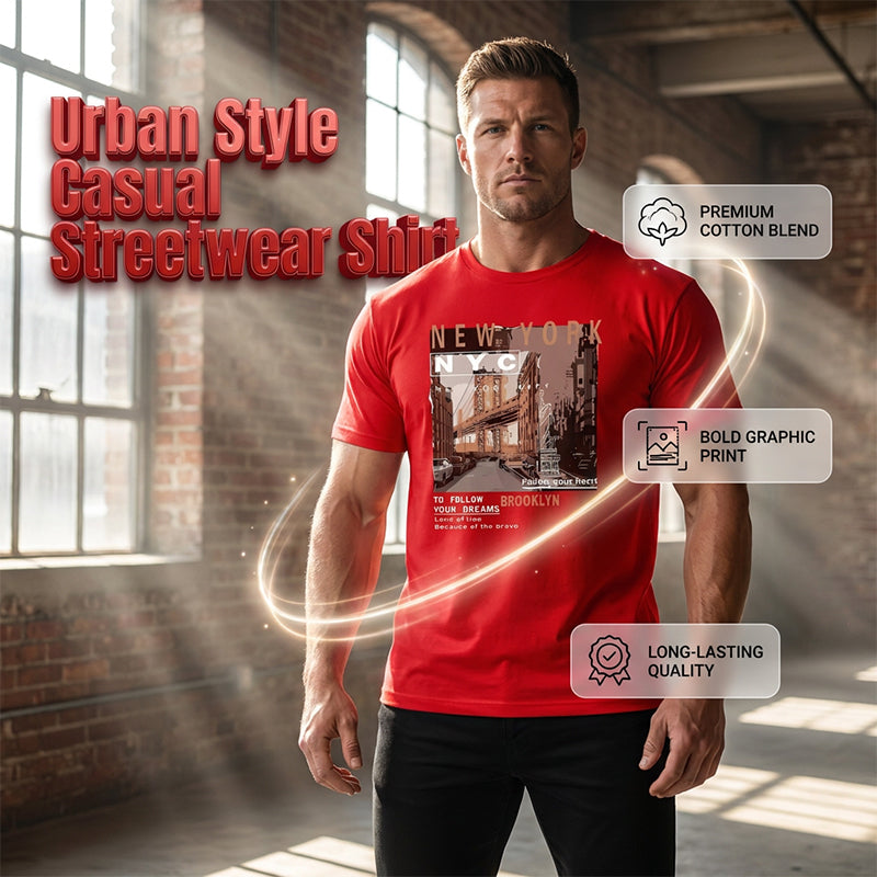 🏙️ TIJDELIJKE AANBIEDING: 52% KORTING! ✨ Urban Graphic T-shirt – New York City, zacht, relaxte pasvorm ✨