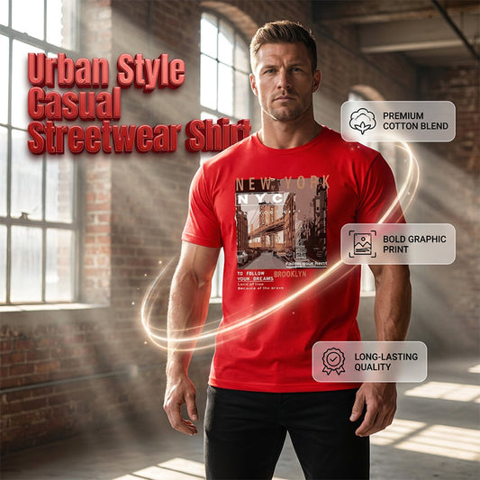 🏙️ TIJDELIJKE AANBIEDING: 52% KORTING! ✨ Urban Graphic T-shirt – New York City, zacht, relaxte pasvorm ✨
