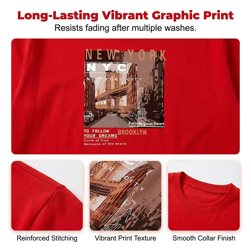 🏙️ TIJDELIJKE AANBIEDING: 52% KORTING! ✨ Urban Graphic T-shirt – New York City, zacht, relaxte pasvorm ✨