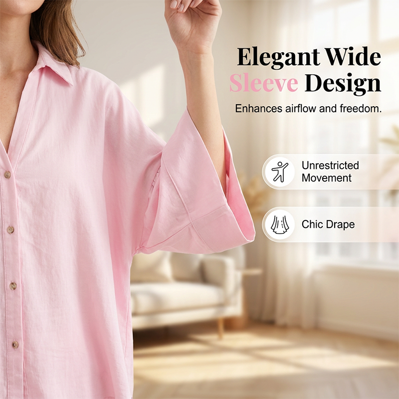 🔥 50% korting op de nieuwe overhemden van 2026 🌸 Luchtdoorlatend casual shirt met wijde mouwen voor dames 🌼
