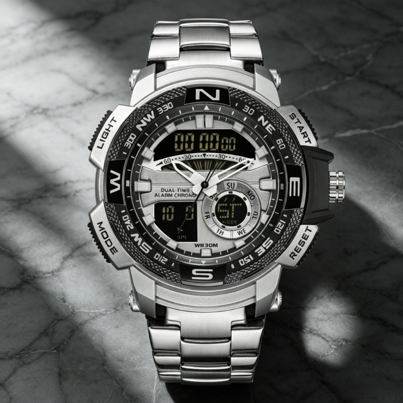 🎇 62% KORTING ⌚ Sporthorloge met dubbel display voor heren ✨