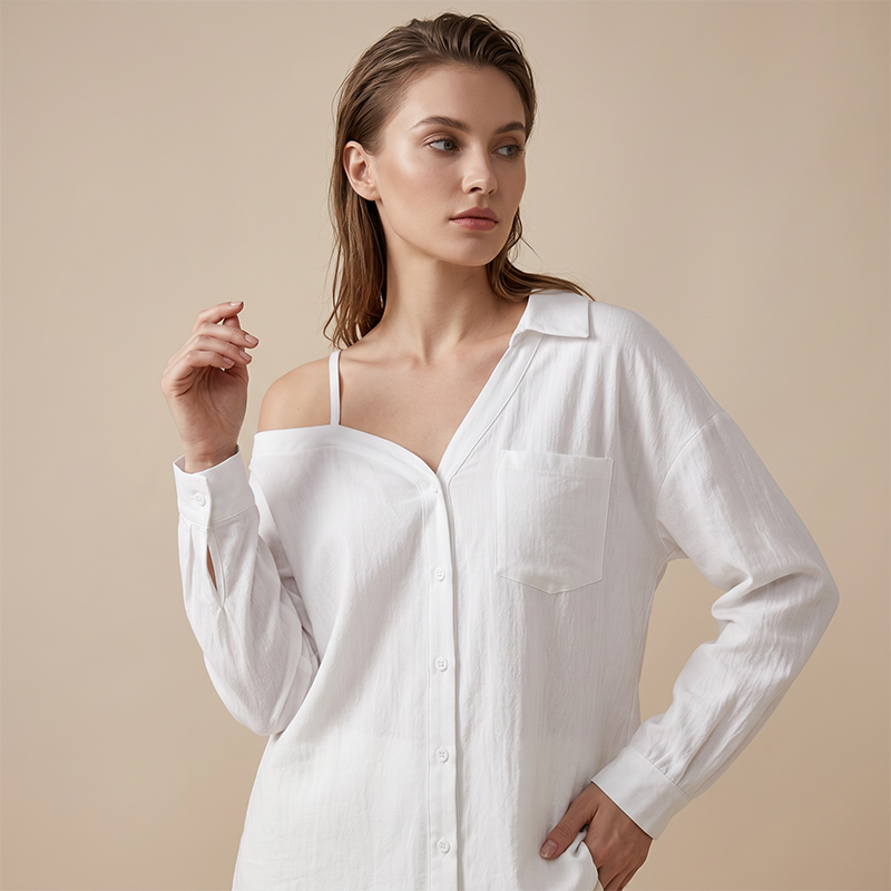 ✨ 50% korting 🌼 Casual off-shoulder overhemd met knopen voor dames 🌸