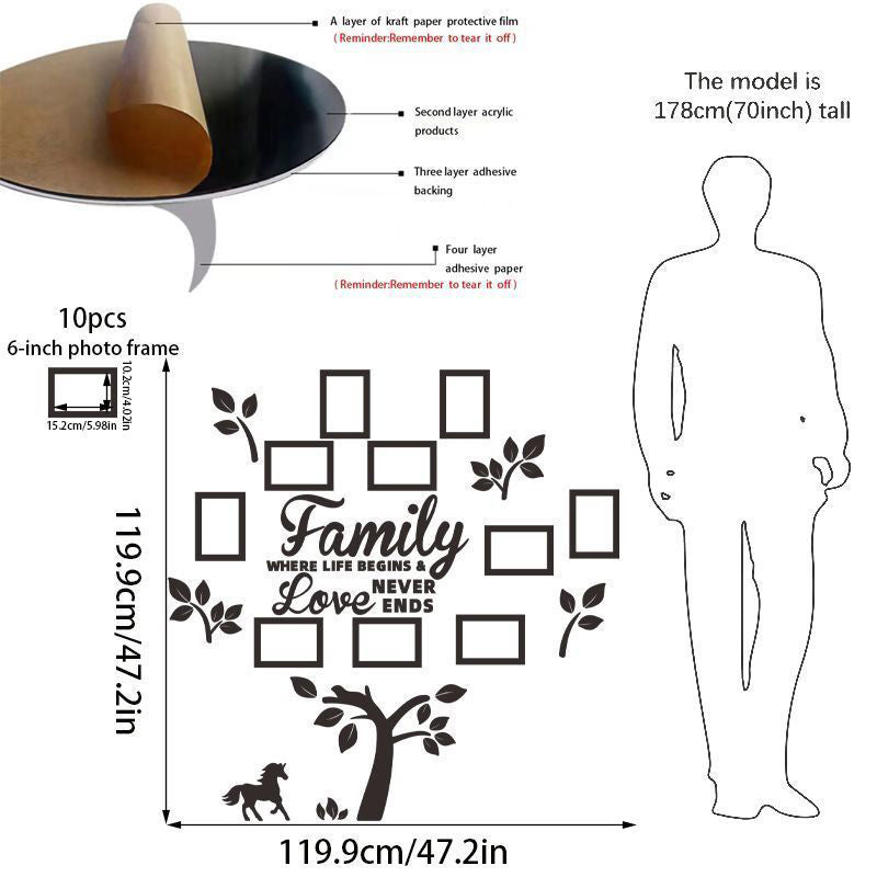 🌻50% KORTING ✨3D familiestamboom fotolijst muursticker