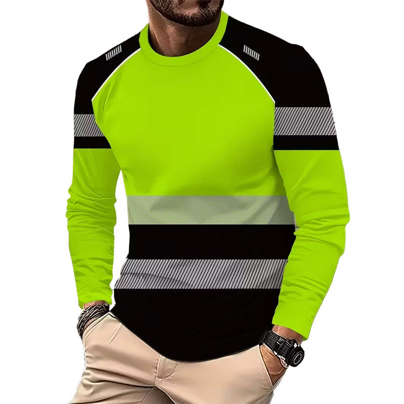 Herenshirt met print, ronde hals en lange mouwen